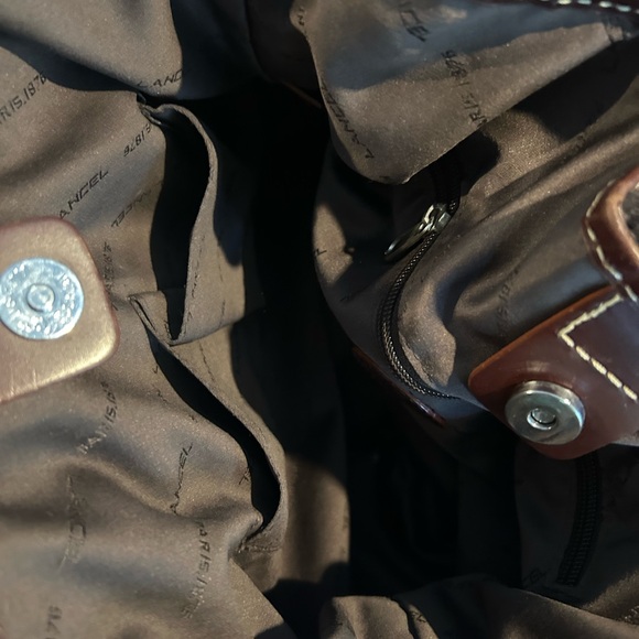 Lancel Paris Nylon bucket bag tote Orange with leather trim. W/ Shoulder strap - Picture 7 of 7